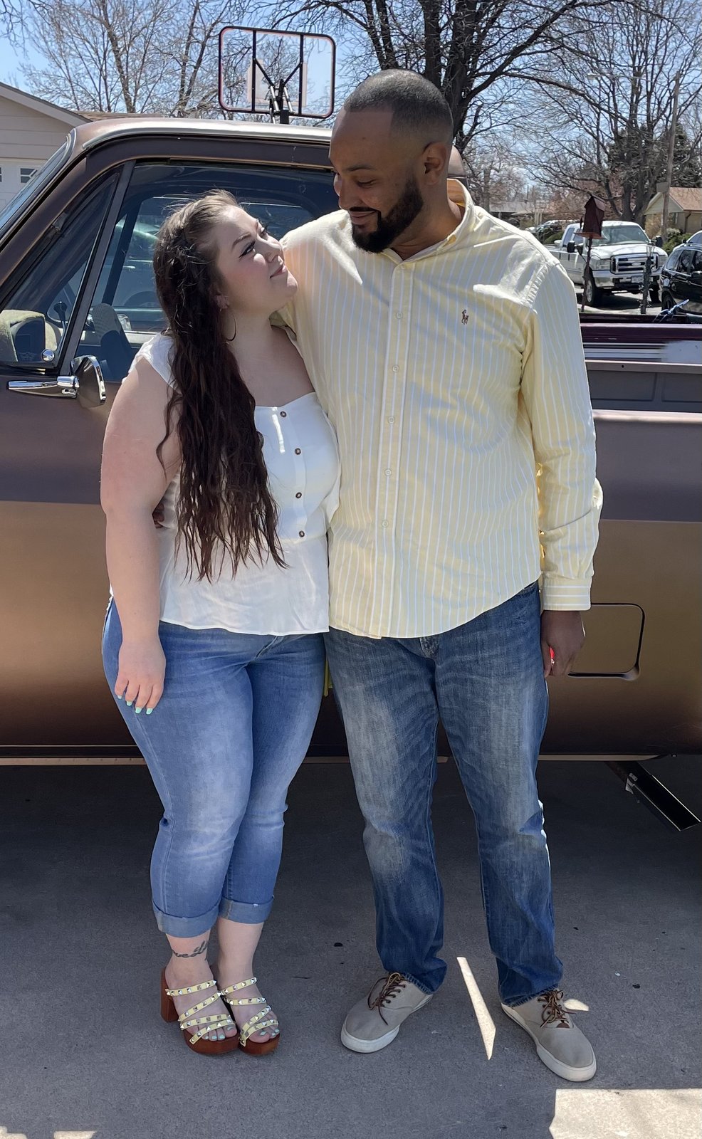 Trevon and Deanna by vintage truck