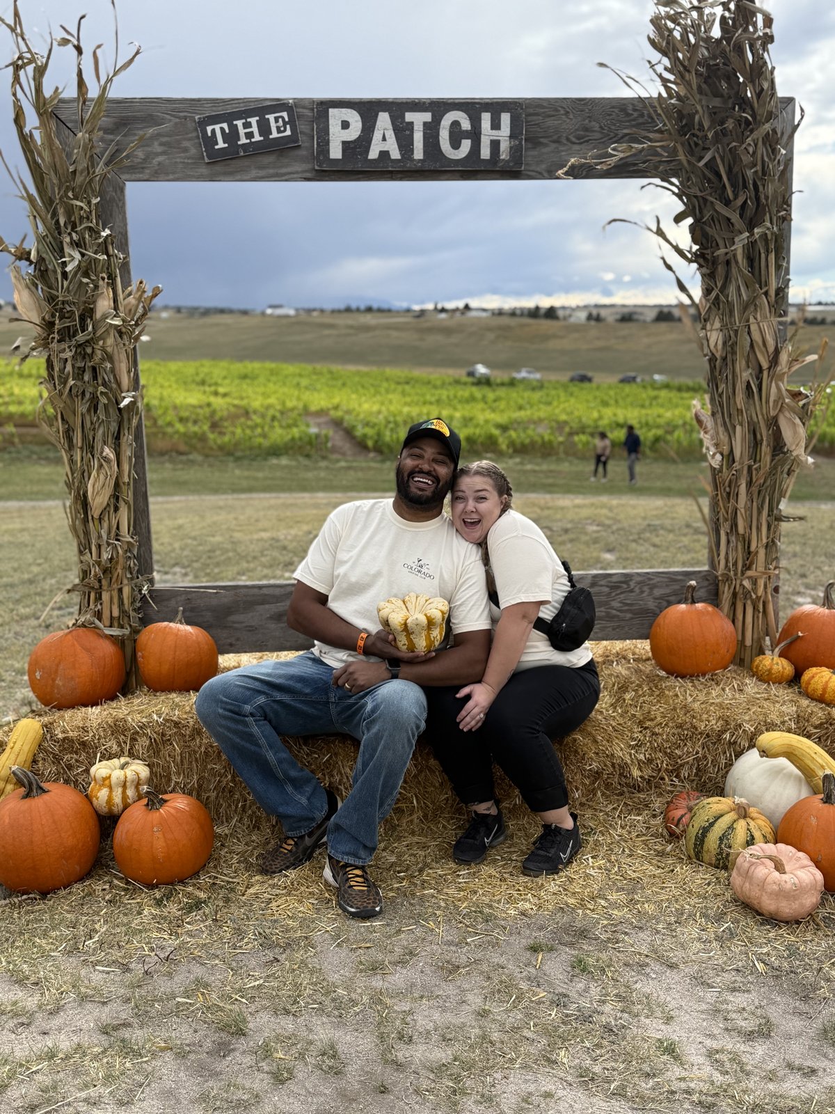 Trevon and Deanna at the pumpkin patch
