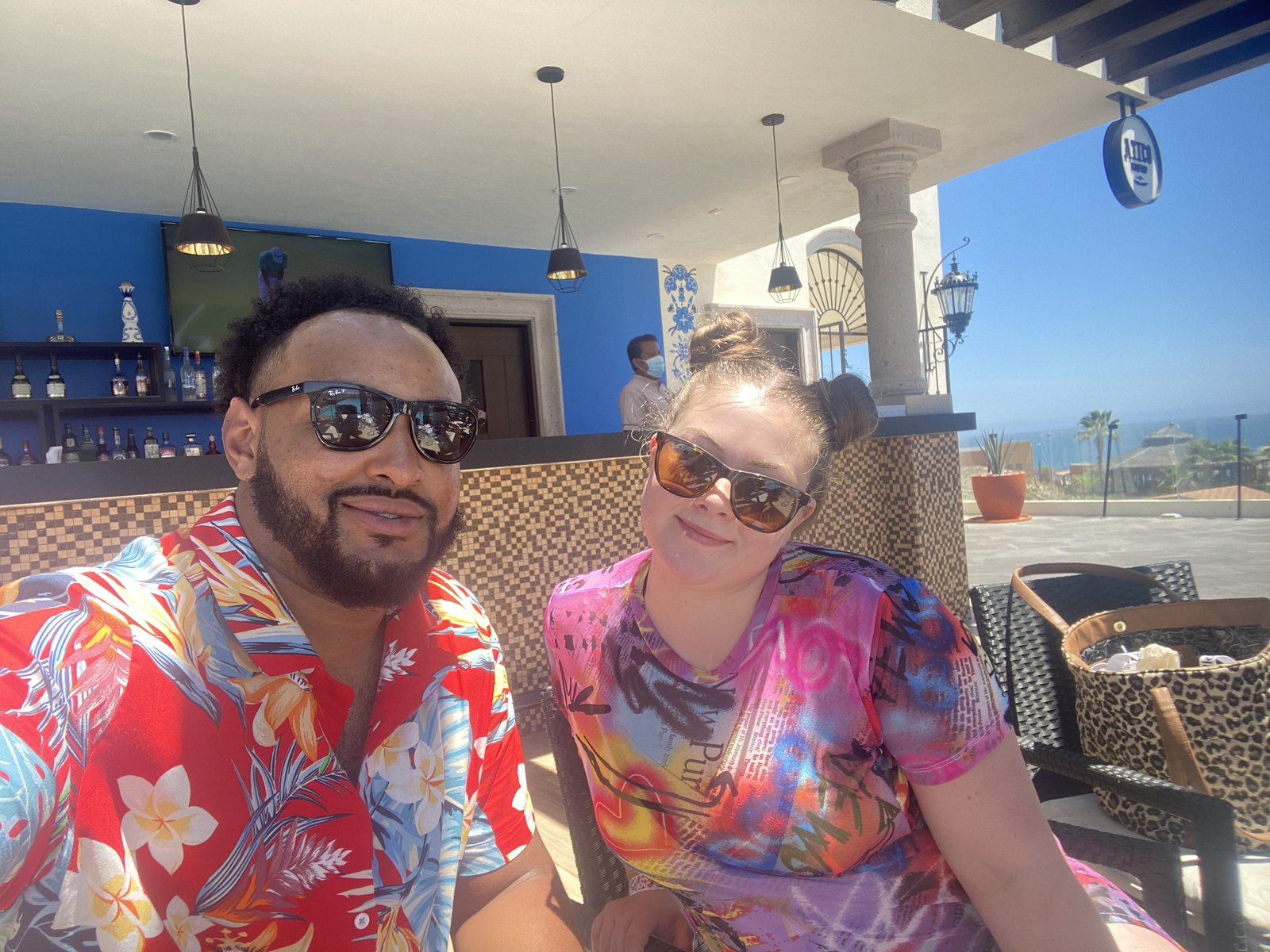 Trevon and Deanna at resort bar